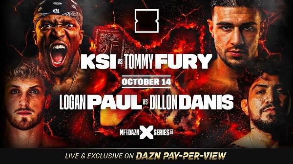 Watch MF x Dazn KSI vs. Tommy Fury Plus Logan Paul vs. Danis PPV 10/14/23 October 14th 2023 Online Full Show Free