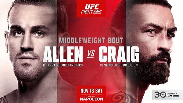 Watch UFC Fight Night - Allen vs. Craig 11/18/23 November 18th 2023 Online Full Show Free